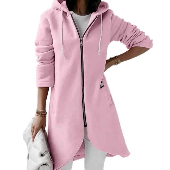 Damenjacke mit Kapuze und asymmetrischem Reißverschluss