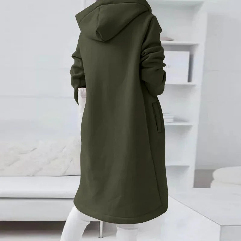 Damenjacke mit Kapuze und asymmetrischem Reißverschluss