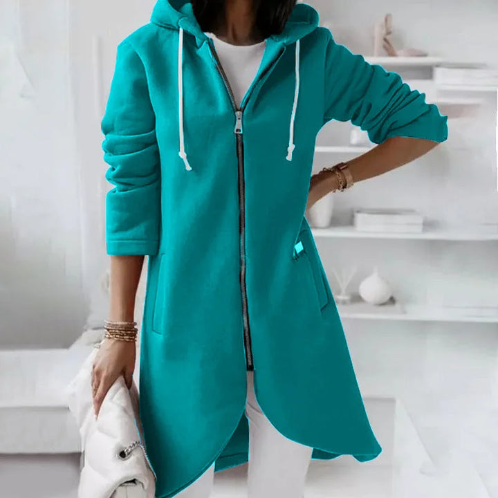 Damenjacke mit Kapuze und asymmetrischem Reißverschluss