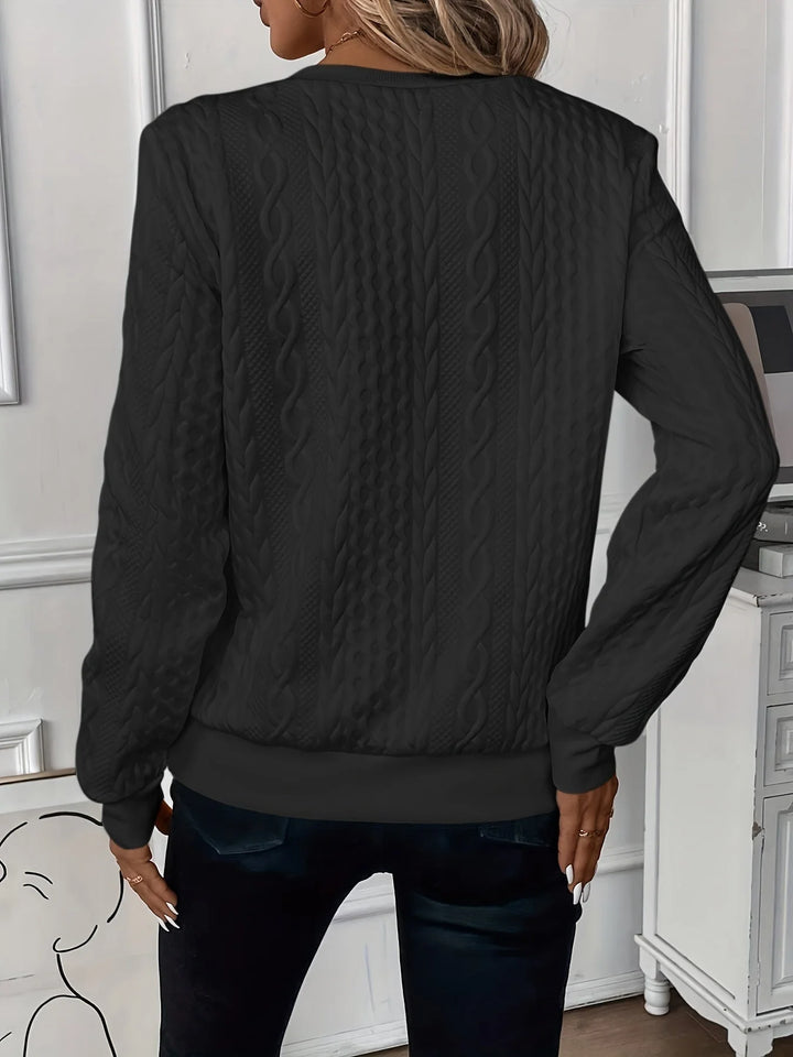 Damenstrickpullover aus weichem Baumwollmix, mit Reißverschluss und strukturiertem Muster in lässigem Schnitt.