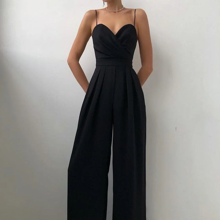 Eleganter Damen Jumpsuit mit Herzausschnitt und weitem Bein