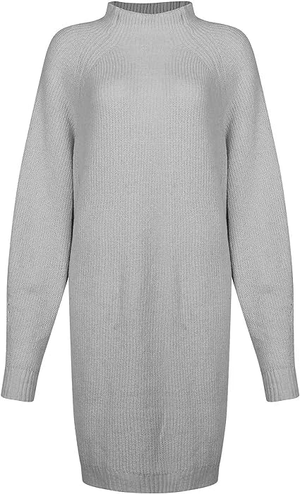 Grobstrick Rollkragenkleid in lockerer Passform aus weichem Material mit langen Ärmeln und hoher Kragenform.