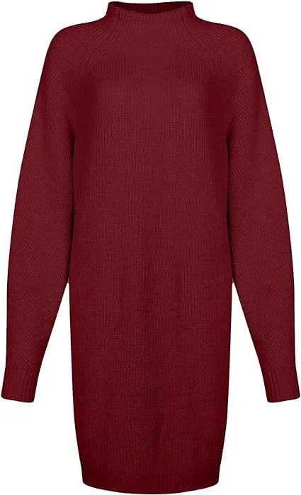 Grobstrick Rollkragenkleid in leichter, lockerer Passform aus weichem Material, ideal für kühle Tage.