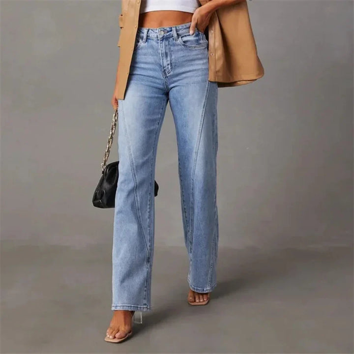 High-Waist Jeans in Wide-Leg Schnitt Hellblau