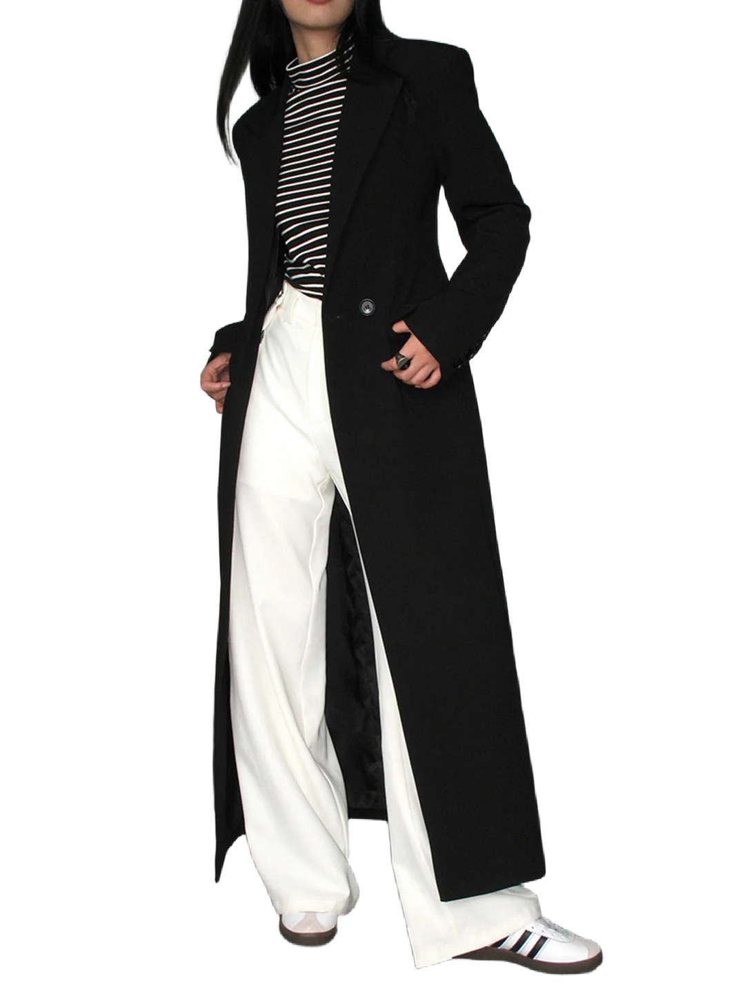 Damen Langschwarzer Trenchcoat aus hochwertigem Material mit modernem Schnitt und eleganten Details. Ideal für jede…