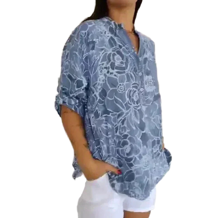 Lässige Damenbluse mit floralem Muster
