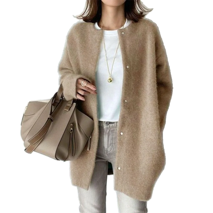 Oversized Damen Strickjace mit Knöpfen