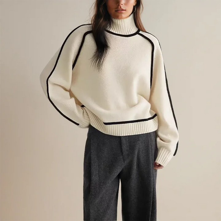 Klassischer Rollkragenpullover aus weicher Baumwolle, ideal für einen lässigen Herbst-Look in warmen Farben.