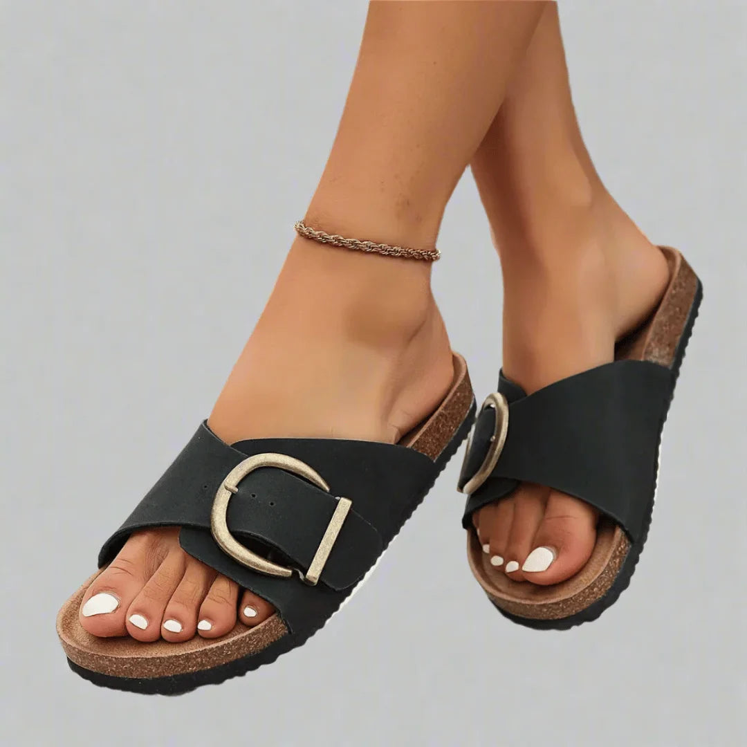 Vegane Damen-Sandalen mit Schnalle und Fußbett