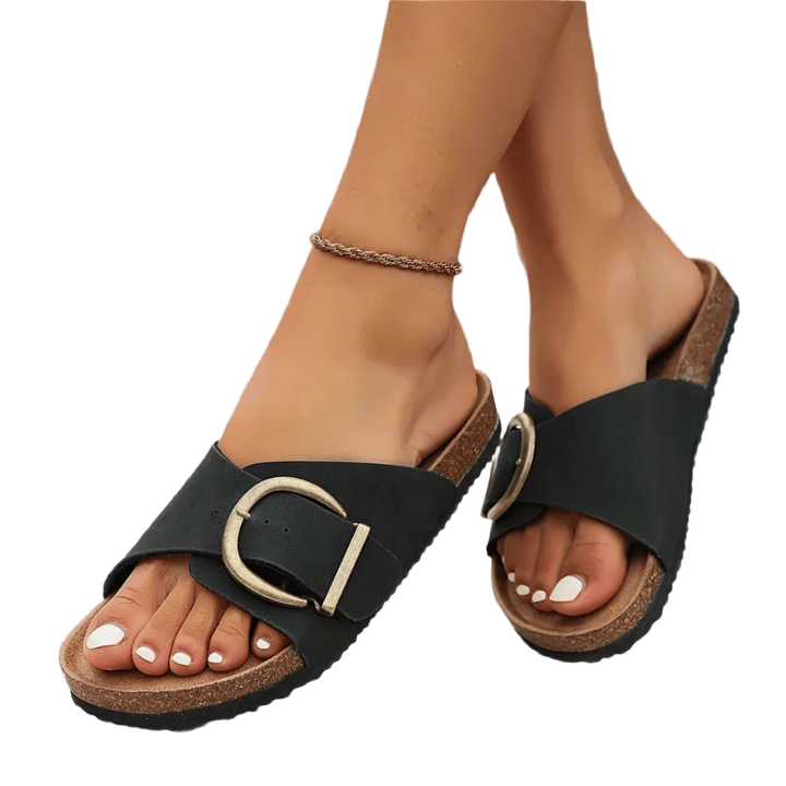 Vegane Damen-Sandalen mit Schnalle und Fußbett