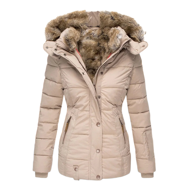 Winter Steppjacke mit Plüschfutter und Kapuze für Damen